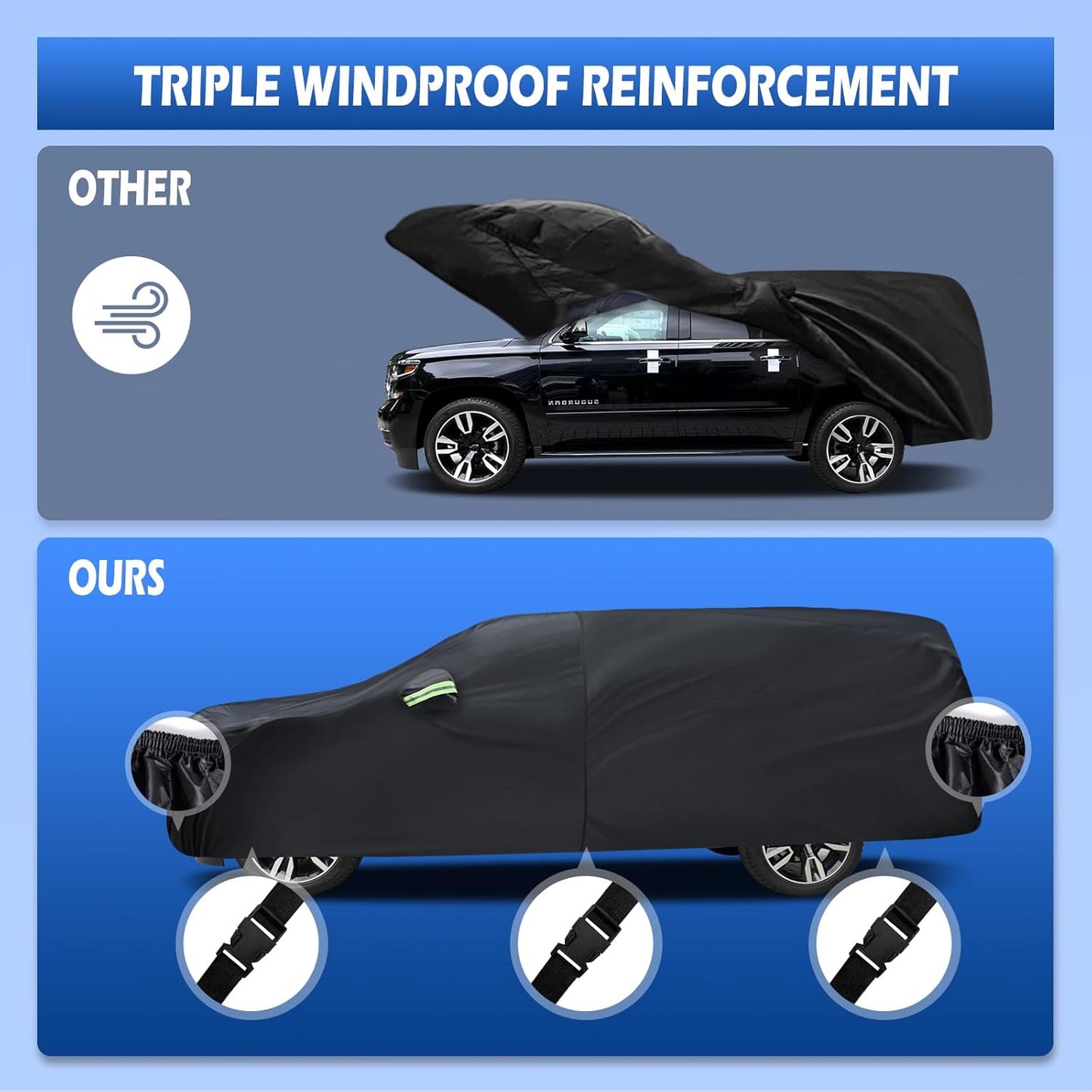 Car Cover Custom Fit for Chevrolet Chevy Suburban 1973-2025, Migaven Waterproof Full Exterior Cover Sun Rain Protection with Door Zipper and Cotton Lining