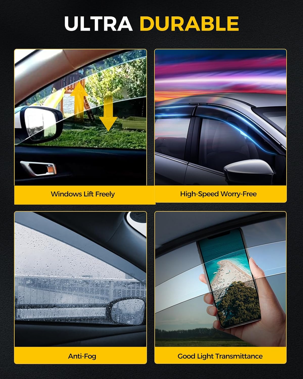 Rain Guards for Car Windows, Tape-On Window Visors Rain Guards Fit for Honda CR-V 2017-2022, Window Deflectors, Vent Visors for Honda Car Accessories, 4 Pieces