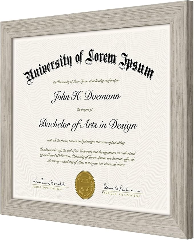 Americanflat 8.5x11 Diploma Frame with Shatter-Resistant Glass - Document Frames with Engineered Wood - Legacy Collection - Certificate Frame for Tabletop and Wall Display - Driftwood