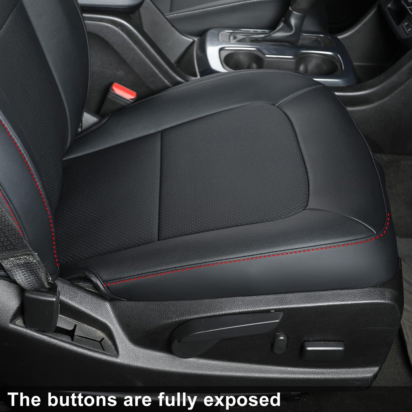 LUCKYMAN CLUB 2 Front Chevy Colorado Seat Covers, fit for 2015-2022 Colorado Crew Cab Z71 LT ZR2 Work Truck with Faux Leather (Black&Red 2 pcs)