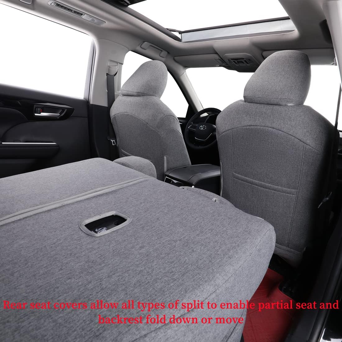 coverdream Camry Seat Covers Custom Fit for 2018-2024 Toyota Camry L LE SE SE Nightshade,Full Coverage Polyester Car Seat Protector (Full Set,Gray)