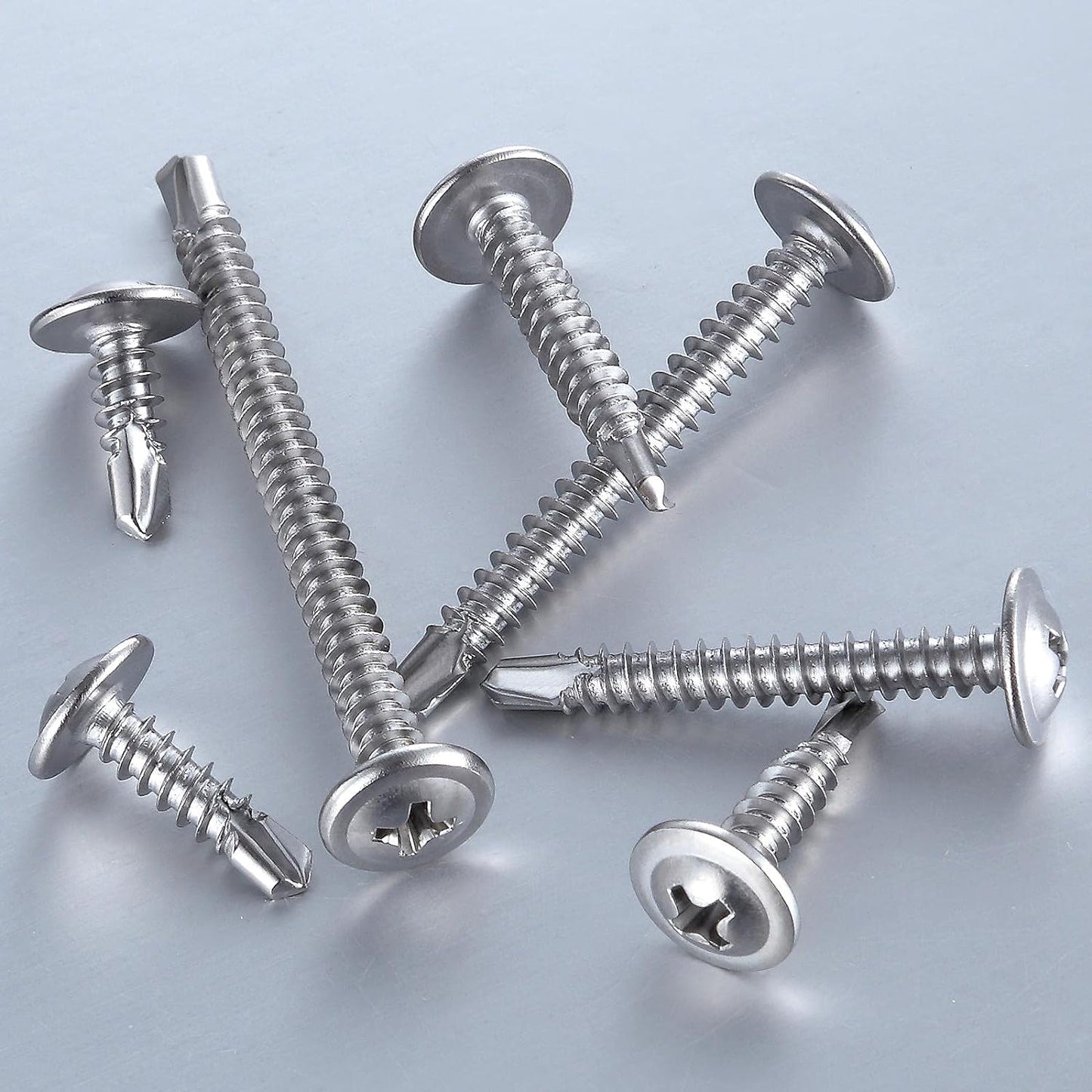 Wensilon（200pcs）#8×1-1/4”for Sheet Metal Self-Tapping Screws 410 Stainless Steel Truss Head High-Strength Quick Tapping Screws