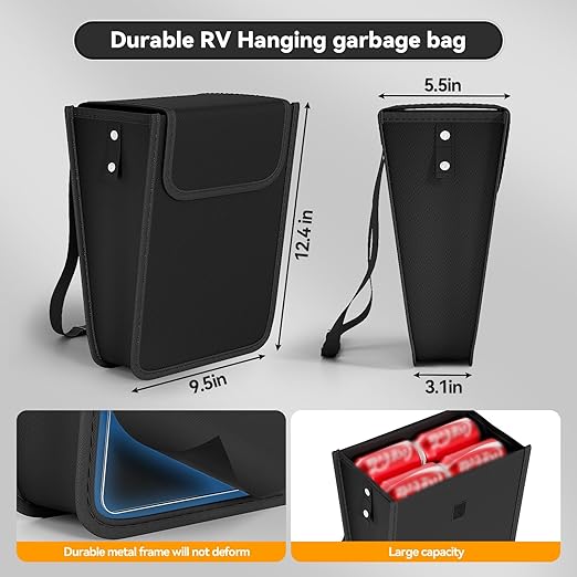 2 Pack Car Trash Can,Hanging Foldable Closure Design Car Garbage Bag Mini Car Organizer and Storage Bag for The Back/Front/Console with 36pcs Disposable Black Trash Bags