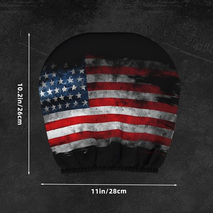 Dujiea 2 Pack American Black Flag Car Headrest Covers - Universal Soft Car Seat Head Rest Protector, Vehicle Accessories Fabric Headrest Cover for Cars, Vans & Trucks