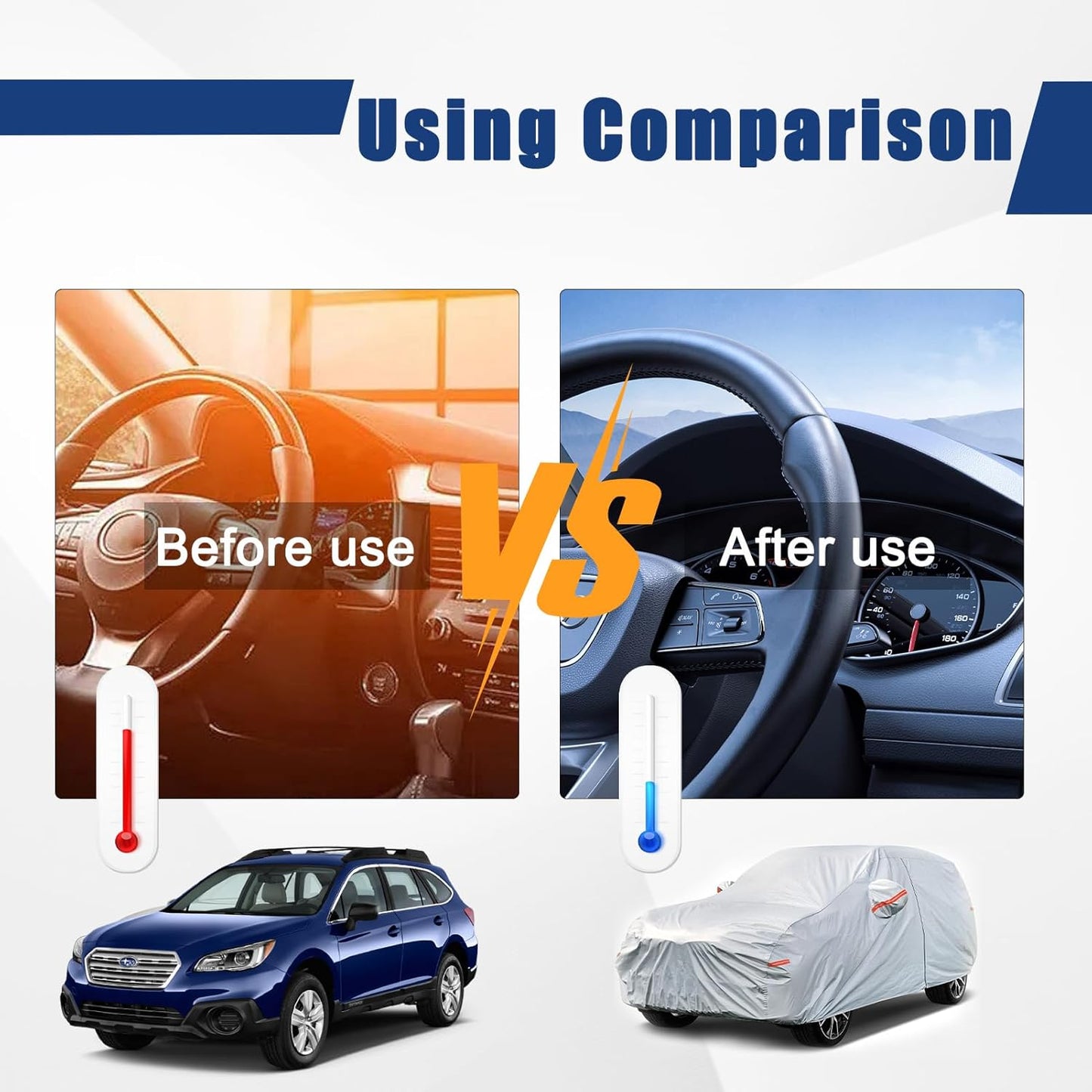 Kayme 6 Layers SUV Car Cover Custom Fit for Subaru Outback (1994-2025) Waterproof All Weather for Automobiles, Outdoor Full Cover Rain Sun UV Protection.Silver