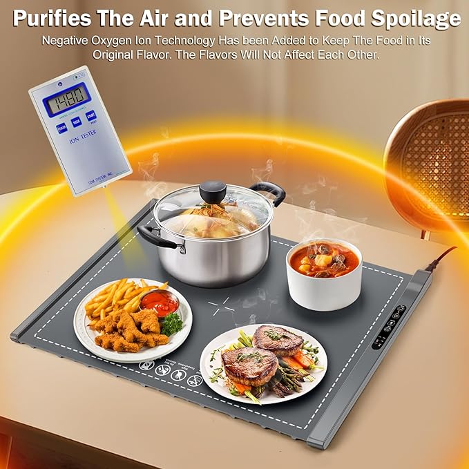 Food Warming Mat - Portable Party Buffet Electric Warming Tray, Foldable Food Warmer, Timed Off, Temperature Adjustable, Suitable for Daily, Outdoor, Party