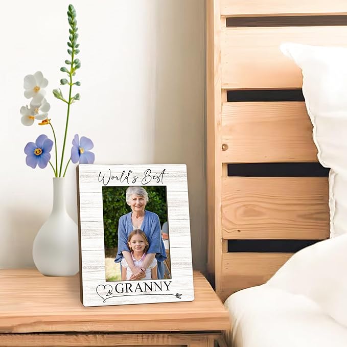 Granny Gifts Picture Frame 5x7, Grandma Photo Frame, Christmas Mothers Day Birthday Gifts for Grannys from Grandkids, World's Best Granny Wooden Picture Photo Frames for Desk Home Room Decor