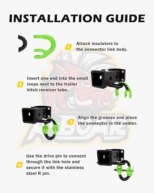 1/2 Safety Chain Connector, 2 Pack Hammerlock Coupling for Trailer Chains, 12000Lbs Load Capacity, Alloy Steel Tow Hitch Safety Link, Green