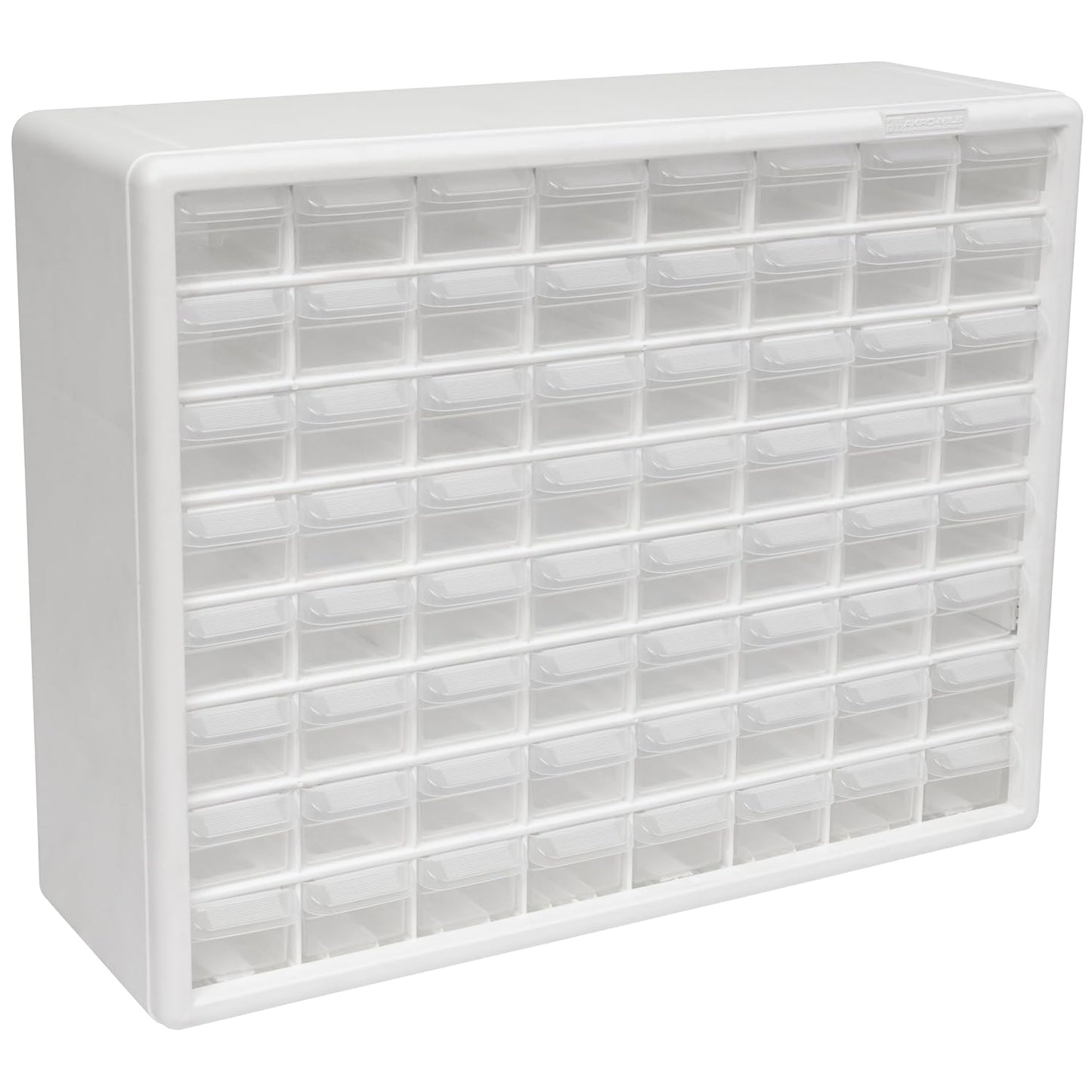 Akro-Mils 64-Drawer Plastic Drawer Storage Cabinet for Garage Organization, Bead Organizer, Building Bricks Storage, Teacher Toolbox, Makeup Organizer, 20-Inch W x 6-Inch D x 16-Inch H, 10164 White