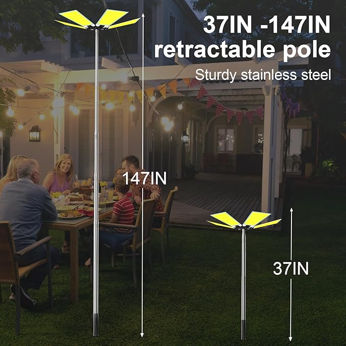 CONPEX 25000lm LED Telescopic Camping Light - Portable Outdoor Telescoping Pole Fishing Night Flood Emergency Backyard Lighting