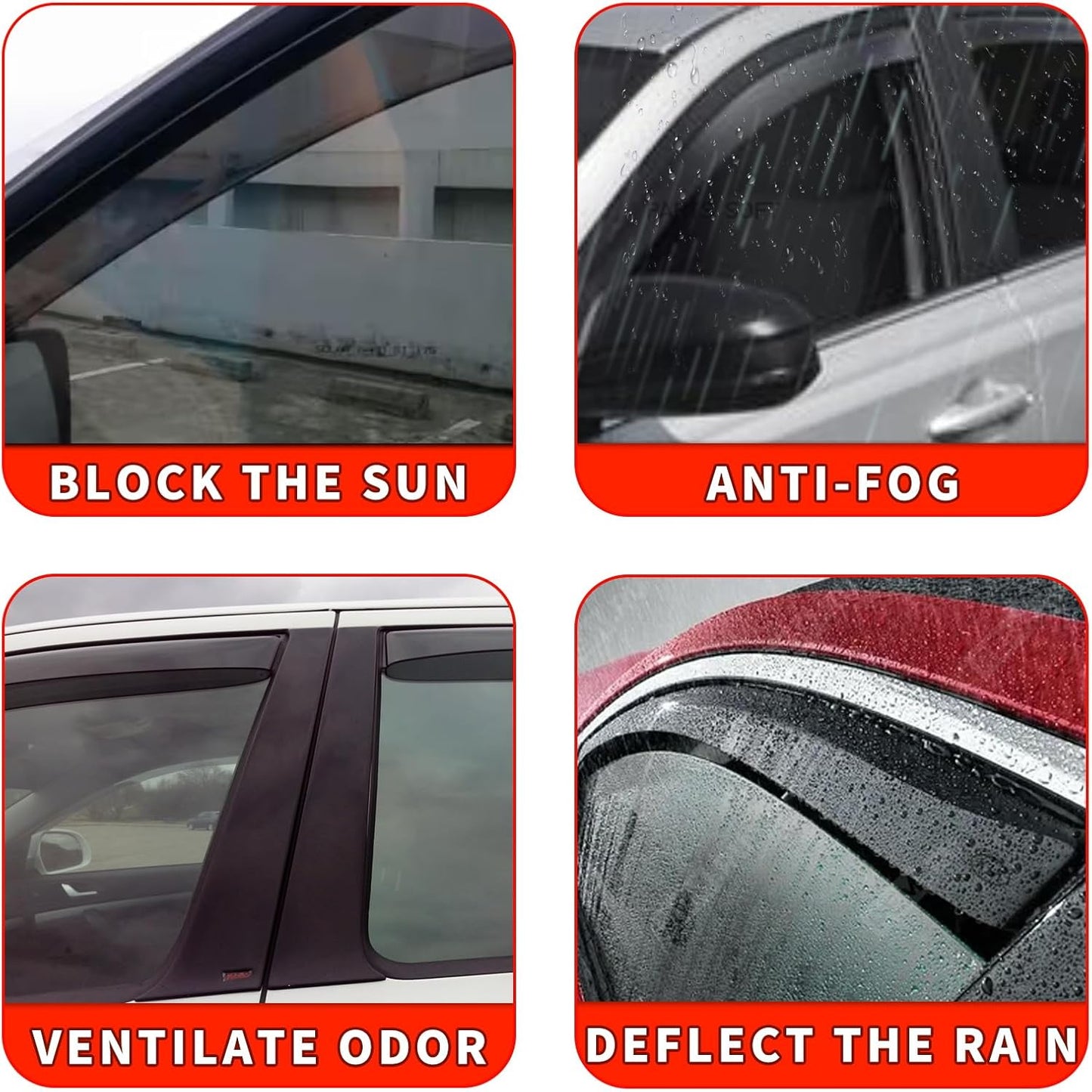 in Channel Rain Guards Fit for 2021 2022 2023 2024 2025 Chevrolet (Chevy) Tahoe/GMC Yukon/Cadillac Escalade, Durable Window Wind Deflectors, Smoke Tinted Vent Window Visors Shades, 4PCS