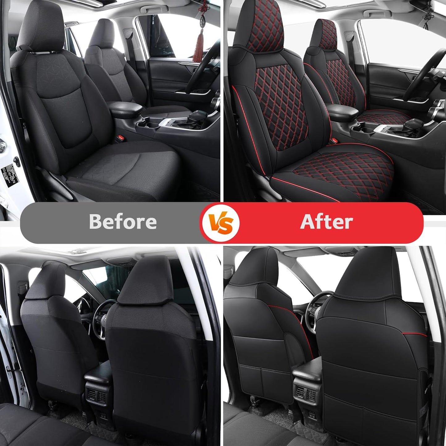 MIROZO Seat Covers for Rav4,Non-Hybrid Toyota RAV4 Seat Covers Car Seat Cover Compatible with 2019-2025 Toyota RAV4 LE,XLE,XLE Premium,Limited (Black and Red,Not for Hybrid,Adventure&TRD-Off)