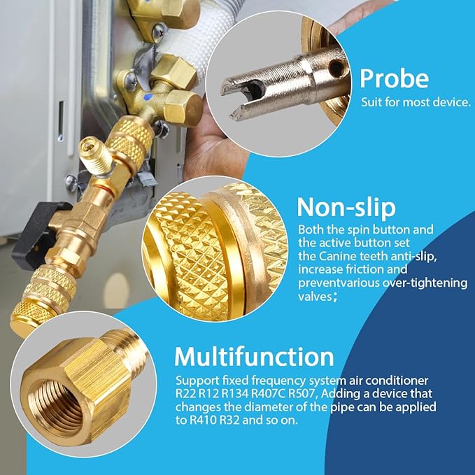 Valve Core Remover Tool - Dual Size SAE 1/4 & 5/16 Port Valve Core Remover/Installer Exclusive for Home HVAC (R22 R12 R407 R32 R404 R410A R600 Compatible, Not for A/C Use) with 20 PCS Valve Cores