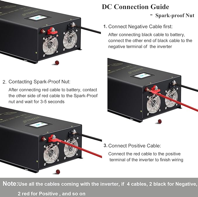 WZRELB 4000W 24V Pure Sine Wave Inverter, 24V DC to 120V/240V Split Phase Power Inverter, 8KW Surge, 5 AC Outlets, AC Hardwire Terminal, High Efficiency up to 91.6%, Wireless Remote