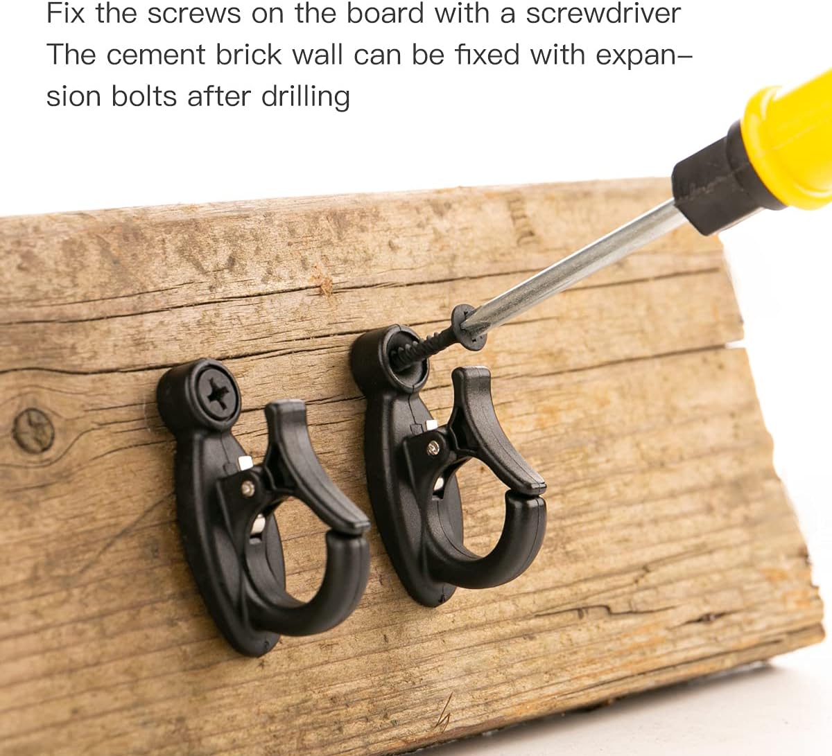 Elrswy 40Pack,Light Hanger Hooks,String Light Hooks,Screw-in Hooks for Hanging String Lights and Wire,Plants,Wind Chimes,Plastic,Black, Wall, Hooks-SQ-01