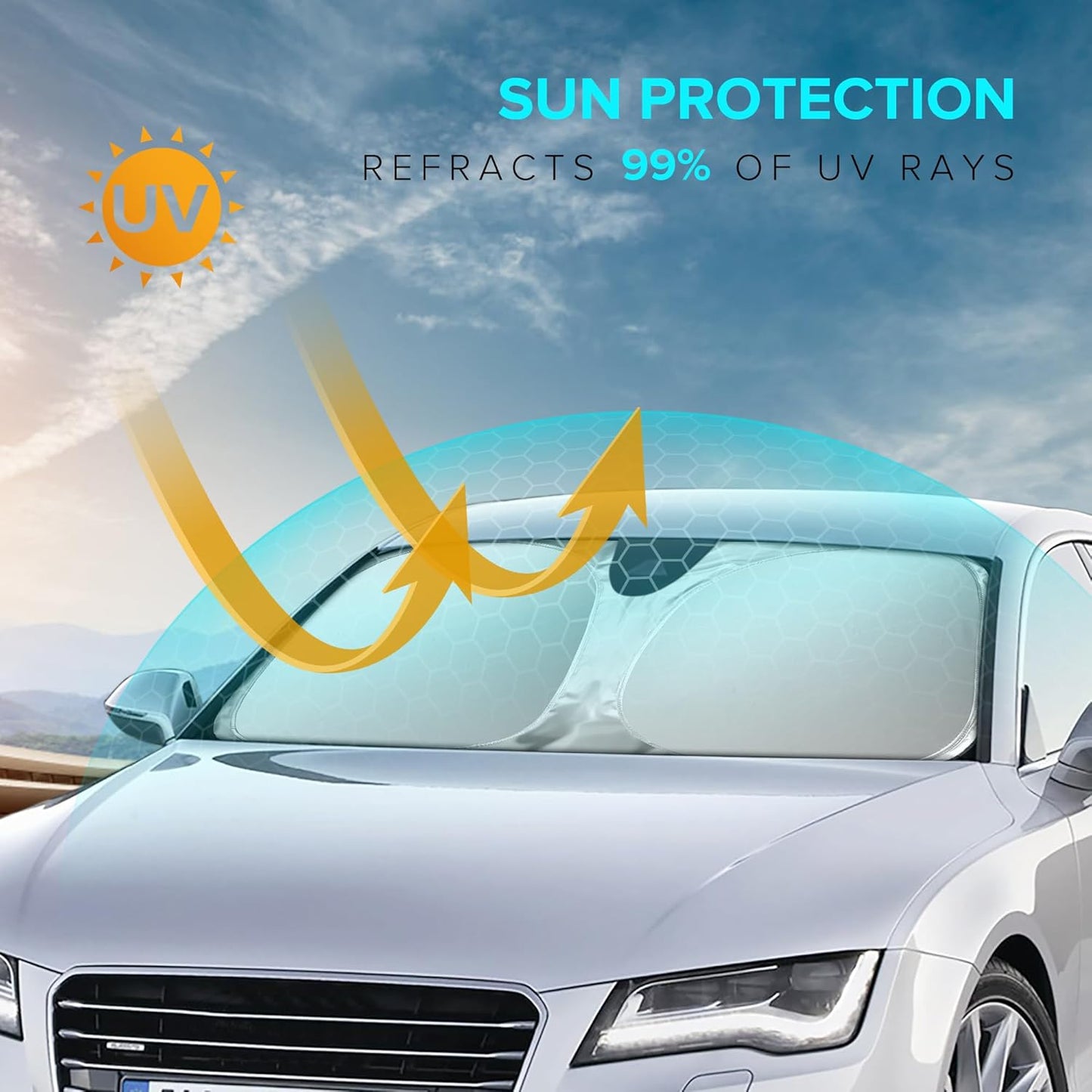 XHRING Windshield Sun Shade Sunshade Compatible with Hyundai Kona 2025 2024 Accessories Car Front Window Sun Shield Cover