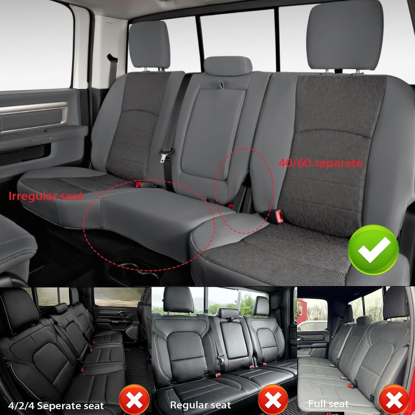 AOMSAZTO Custom Fit Truck Seat Covers for Dodge Ram 1500(2009-2018) & 2500(2010-2018) Car Seat Covers Limited Faux Leather Full Set Car Interior Accessories Black