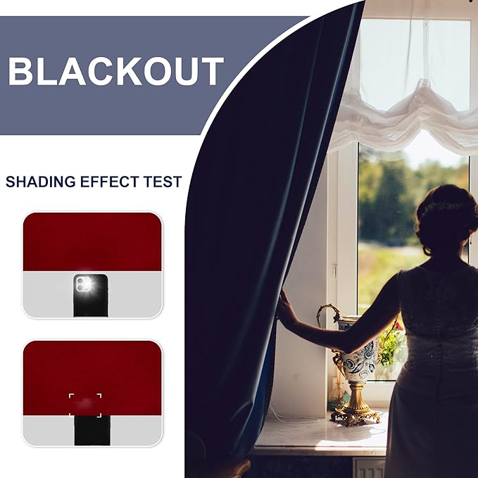 JIUZHEN Christmas Blackout Curtains for Bedroom - Thermal Insulated Room Darkening Rod Pocket Curtains for Living Room, Set of 2 Panels with Tiebacks, 38 x 45 Inch Length, Red