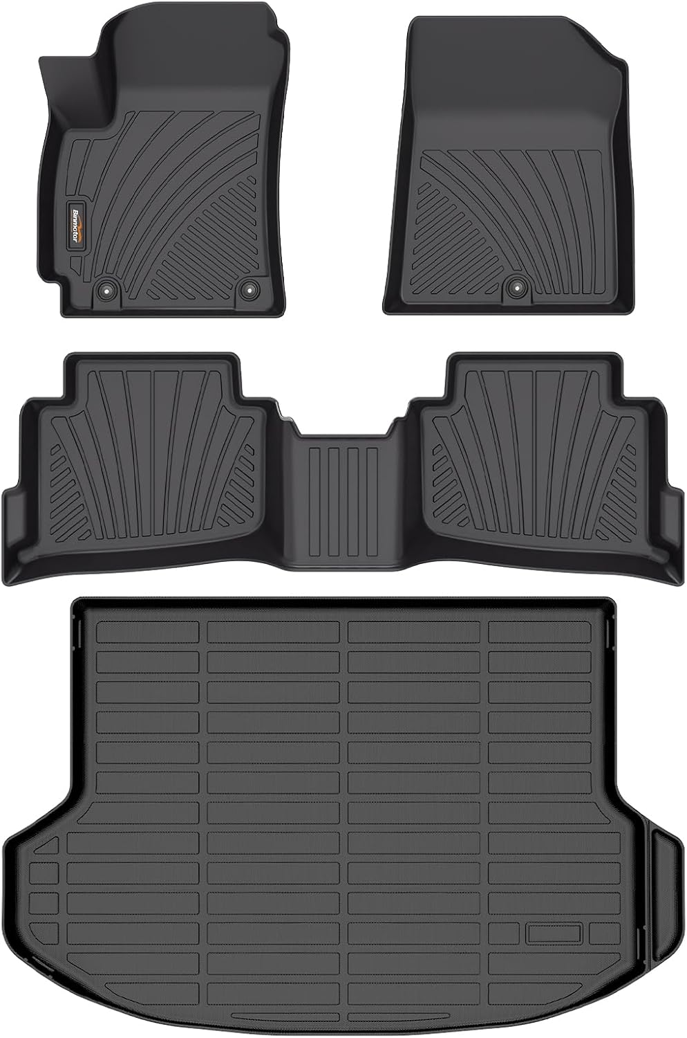 Binmotor-Custom Fit Floor Mats & Cargo Liner for Kia Seltos 2024 2025, All Weather Car Floor Mat for Kia Seltos Accessories, TPE Rubber Liners Cargo Trunk Mat-Black