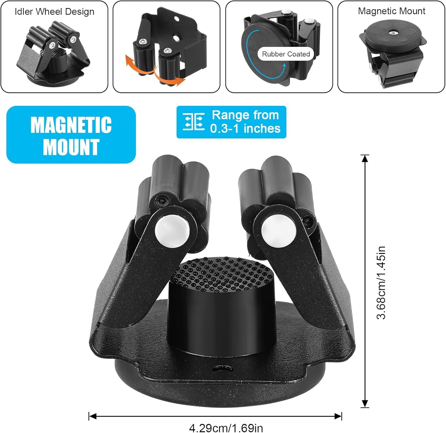 4PCS Magnetic Mop Broom Holder – Heavy Duty, Anti-Slip Wall Mount with Adjustable Gripper for Garage, Kitchen, Laundry & Garden Organization