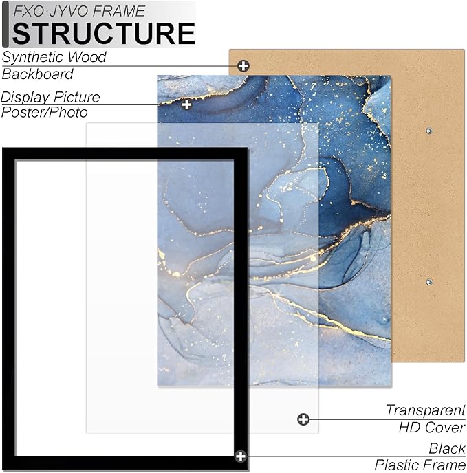 13x16 Picture Frame Set of 6, Black Frame for 13 x 16 Inch Picture Poster Photo, Light Weight and High Transparent 13 by 16 Frame for Wall - 6 Pack/Black/13 x16