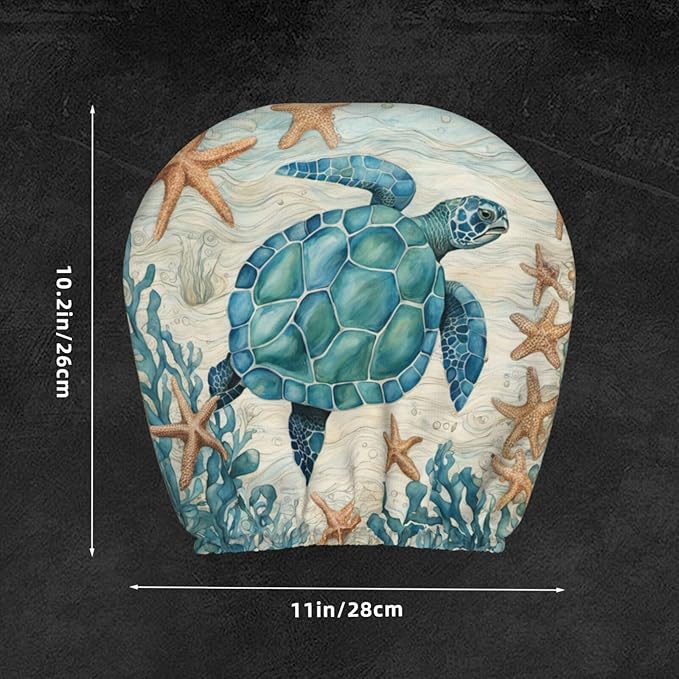 Dujiea 2 Pack Vintage Sea Turtle Starfish Car Headrest Covers, Universal Soft Car Seat Head Rest Cover Protector, Vehicle Accessories Fabric Headrest Cover for Cars Vans Trucks