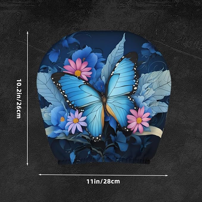 Dujiea 2 Pack Butterfly Flower Car Headrest Covers, Universal Soft Car Seat Head Rest Protector, Vehicle Accessories Fabric Headrest Cover for Cars Vans Trucks