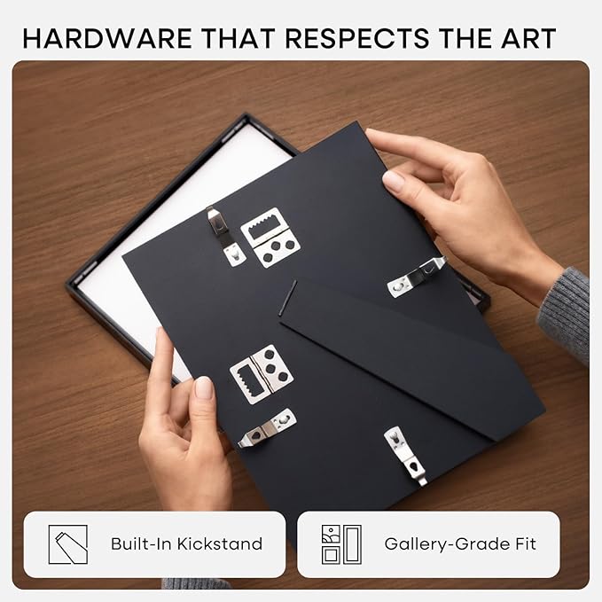 Homeforia 6x8 Picture Frame Black, High End Metal 6 x 8 Black Frames with Mat 5 x 7 for Art, 8x6 Desk Frame Matted to 5x7 inch Photo, 6 by 8 Wall or Tabletop Frames, Tempered Glass, Wall Kit, Set of 4
