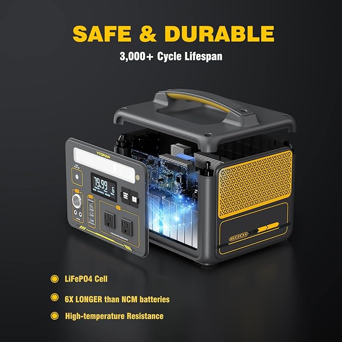 VTOMAN Jump 600X 600W Portable Power Station with 640Wh Extra Battery，939Wh Solar Generator LiFePO4 Battery, 1200W AC Outlet, PD 60W USB-C, 3x Regulated 12V/10A DC for Camping, Off-grid, Home Backup