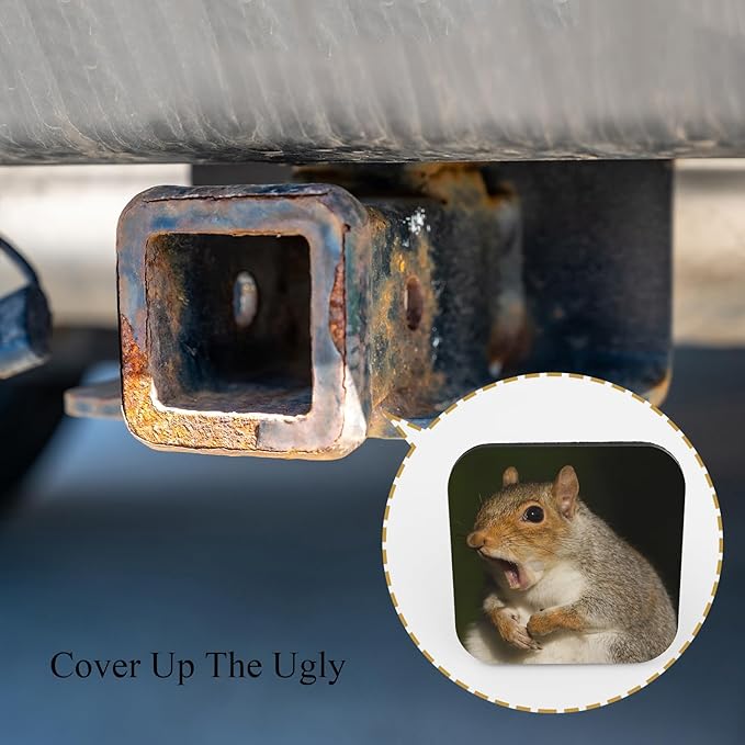 Squirrel Trailer Hitch Plug Cover Cute Grey Squirrel Yawning Funny Face Animal Humour Rubber Receiver Tube Hitch Plug Tow Tube Base Protection Accessory Fits Most Car Models