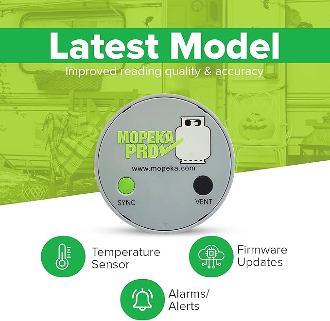 Mopeka Pro Check Bundle - 2 Pro Check Sensors, 1 LED Display, 2 Tank Halos - Wireless Propane Gauge for your Dual RV Tanks - Monitor Propane Levels Inside your RV on the LED Display or App