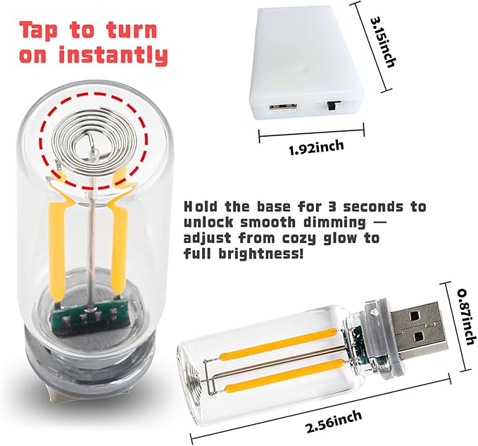 Touch Adjustment Retro Car Lamps Accessories, Battery Operated & USB Plug in Auto Interior Mood Bulb, Touch Dimmable Mini Neon Night Lights for Bedroom, Camping, Holiday, No Pole Dimming (Red, 1Pack)