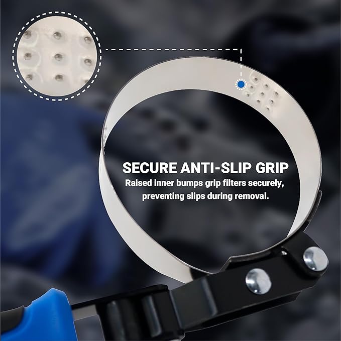 Extra Small Swivel Oil Filter Wrench – Anti-Slip Strap Wrench for Cars & Motorcycles, Fits 2-3/8" to 2-3/4" Oil Filters, Compact Removal Tool for Tight Spaces