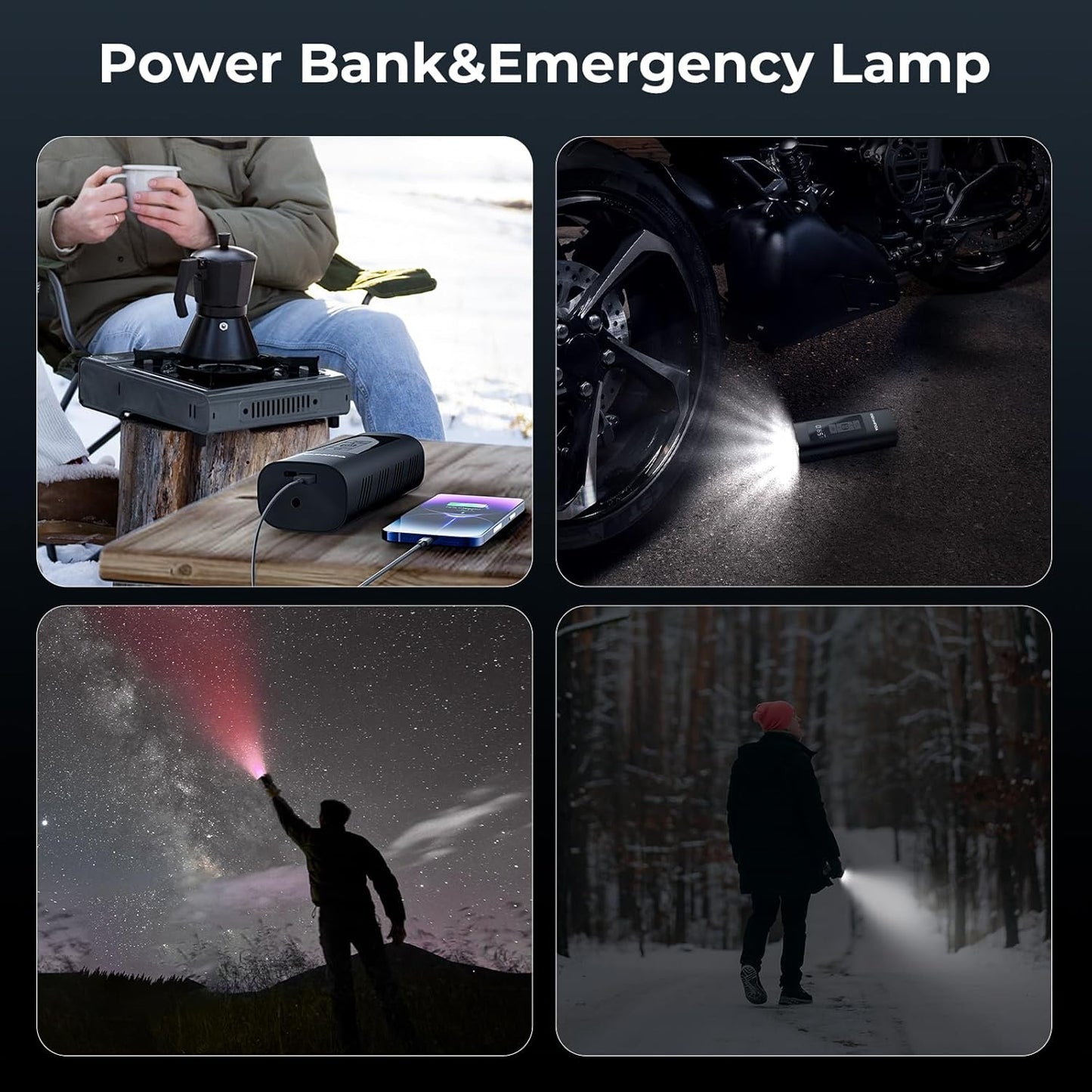 YOUNGDO Tire Inflator Portable Air Compressor, 150 PSI & 6000mAh, Tire Inflator with Pressure Gauge, Quick Inflation for Car,Motorcycle,Bike,Balls, Rechargeable Via USB-C as Torch and Power Bank