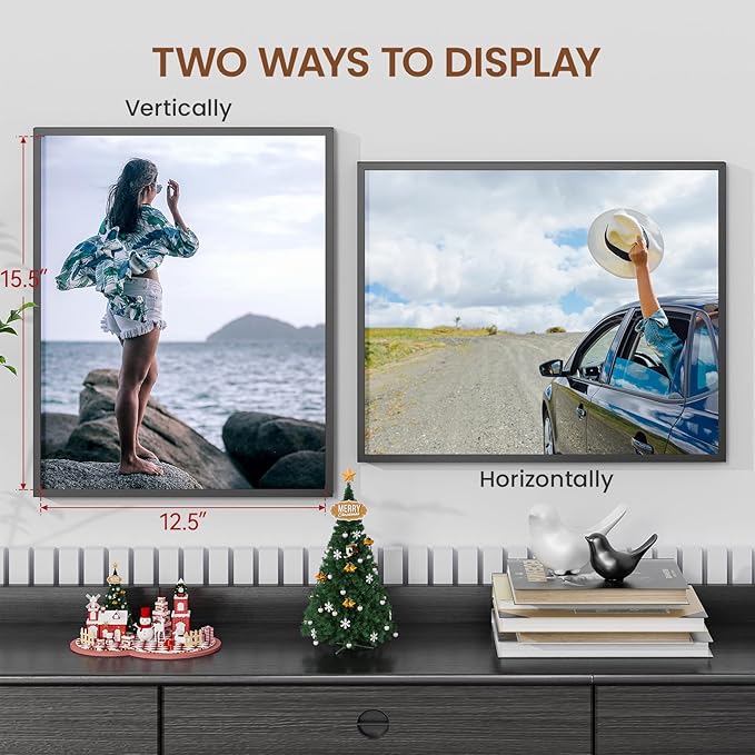 Heimlove 13x16 Metal Picture Frame,Black Aluminum Photo Frames-Real Tempered Glass,Wall Gallery Poster Puzzles Artwork frame Mounting Horizontally or Vertically Decor for Wall-1Pack
