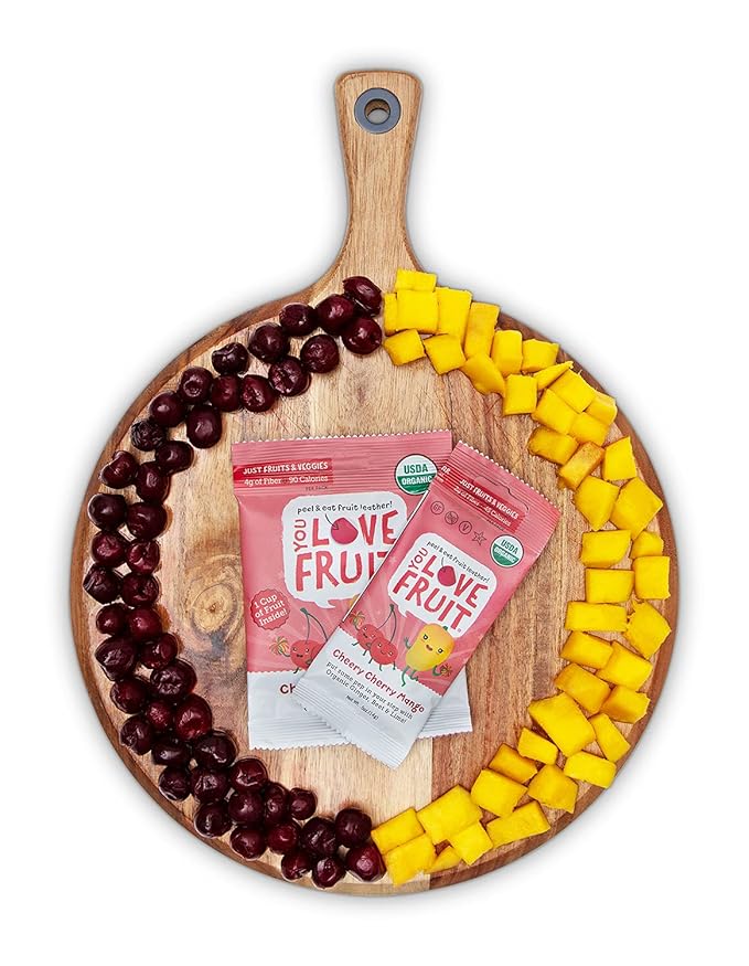 YOU LOVE FRUIT – CHEERY CHERRY MANGO All Natural Fruit Snacks, Healthy Snack Pack, Real Fruit! Gluten Free, Non GMO, Vegan, Fiber packed, Low Fat, Kosher, Variety Pack, Great For Adding To Gift Box, 1.0 oz (Pack of 12)