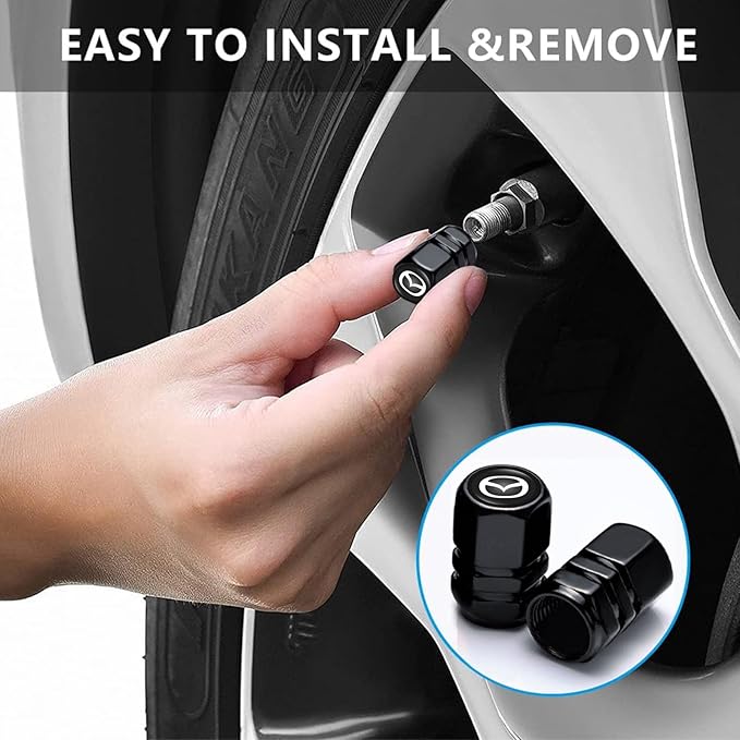 Combo of Car Tire Valve Caps&Car Key Chain Cars Compatible with Mazda M2 M3 M5 M6 MX5 RX7 RX8 A8 CX9 MX6 R3 CX-5 CX-7 CX-8, 4pcs Car Tire Dust Caps& Car Keychain Accessories