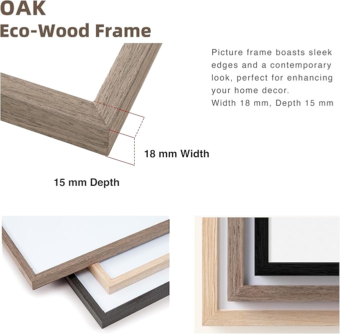 8x10 Wood Frame Solid Wood Veneer 8 x 10 Photo Frame with Shatterproof Plexiglass, Wall Hanging Modern Brown 10 x 8 Picture Frame for Home Tabletop Decor