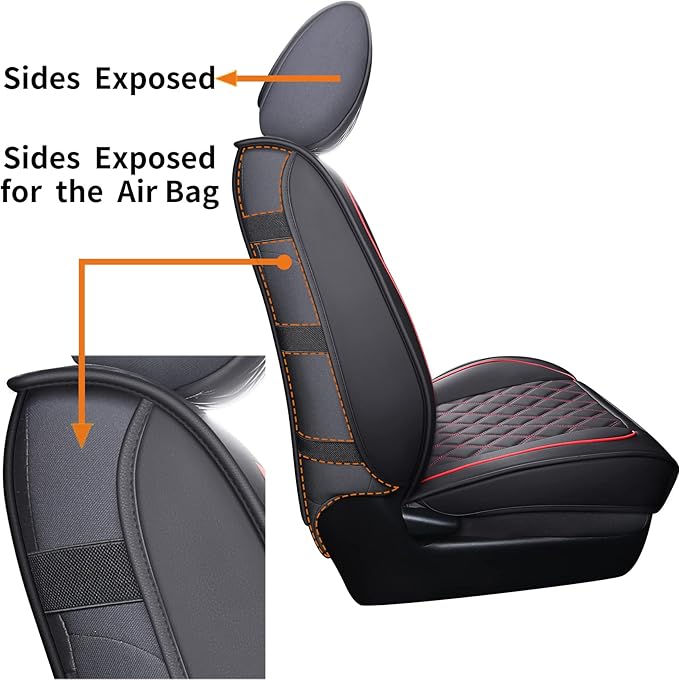 Aierxuan Toyota Tacoma Car Seat Covers Custom Fit 2005-2025 TRD Pro Magnetic Gray Trail Edition SR Double Cab Pickup Truck Waterproof Leather Full Seat Cushions(Full Set, Black-Red)