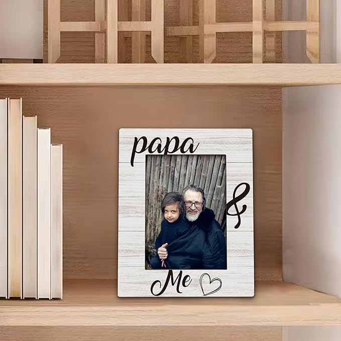 Papa Gifts Picture Frame 5x7, Grandpa Photo Frame, Christmas Fathers Day Birthday Gifts for Papas from Grandkids Grandchildren, Papa and Me Wooden Picture Photo Frames for Desk Home Room Decor