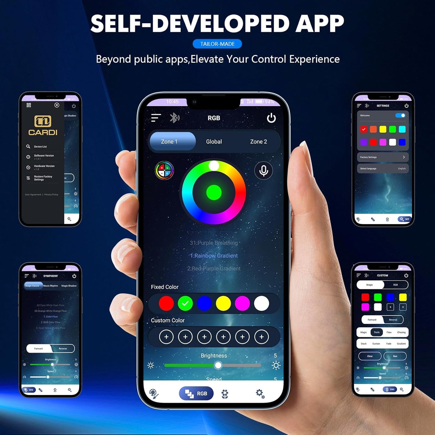 2025 Upgraded Acrylic Interior Car LED Strip Light with Self-Developed App Dreamcolor RGB 6 in 1 | Zone Control | Super Brighter LED Strips | Music Sync | 16M Colors Car Ambient Lighting