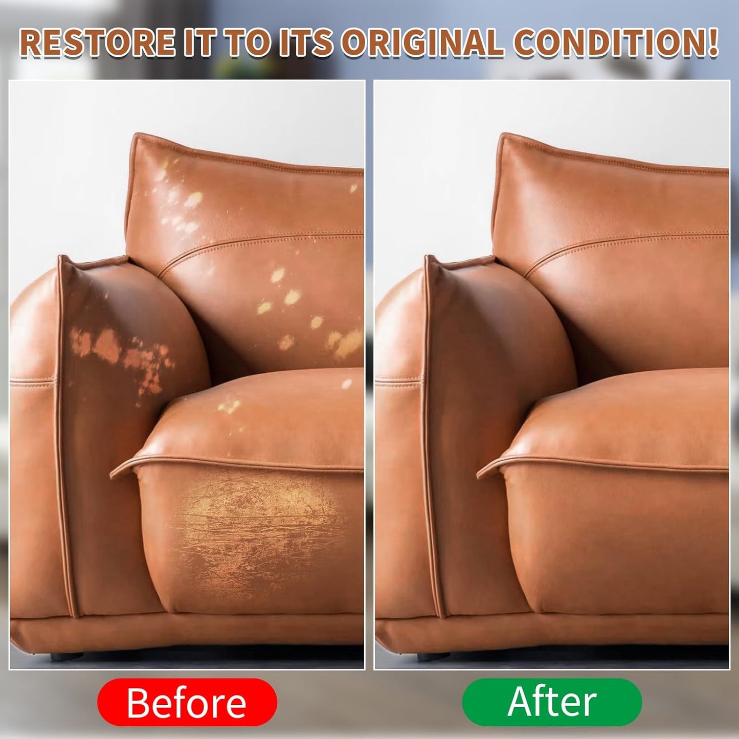 Light Brown Leather Recoloring Balm,Leather Couch Scratch/Stain Remover,Leather Repair kit for Vinyl Furniture and Car Interior,Leather Dye Paint for Scratched and Faded Leather Couches