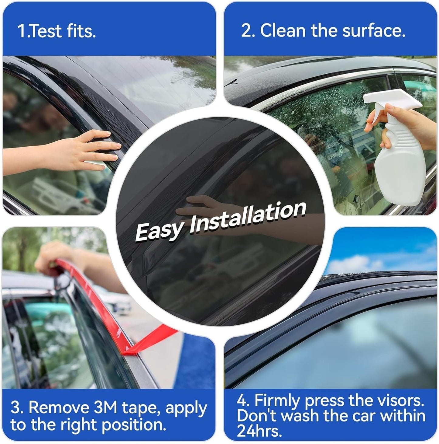 Window Visors Rain Guards for 1996-2002 Toyota 4Runner, Out-Channel Window Vent Wind Deflectors Visors Shades for 96-02 4Runner