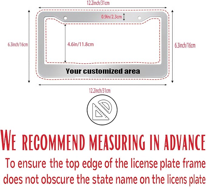Customized License Plate Frame - Personalized Metal License Plate Frame, Protect License Plate, Rustproof Aluminum, Customized Text/Photo/Logo Available