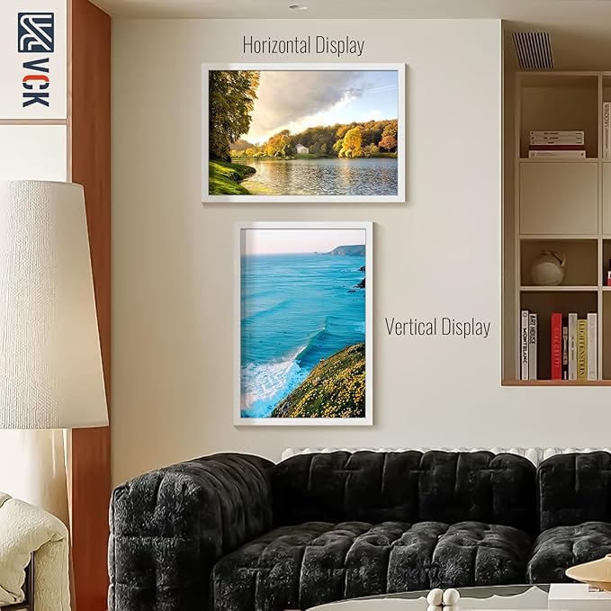 VCK 24x36 Poster Frames white Set of 6, Wide Border Wood Picture Frame, Multi-Directional Display Family Photos, Office Prints, Studio/Gallery Art, Woodgrain Series, Wall Hanging