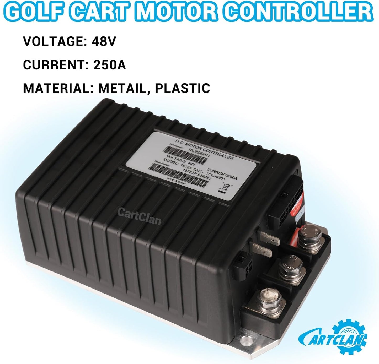 48V 250A Club Car DC Motor Controller, Golf Cart DC Motor Controller Speed Controller Suitable for Club Car Precedent/DS Golf Carts