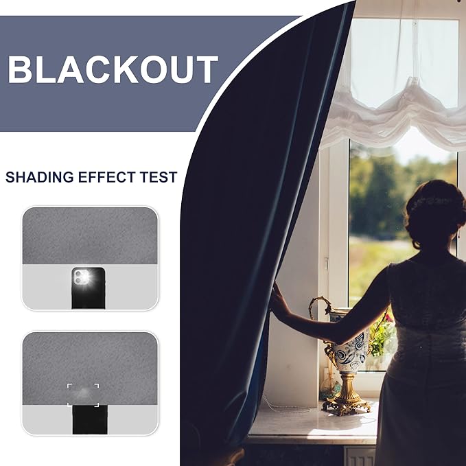 JIUZHEN Blackout Curtains for Bedroom– Thermal Insulated,Noise Reducing Room Darkening Privacy Rod Pocket Drapes for Living Room, Set of 2 Panels with Tiebacks, 42 x 54 inch Long, Light Grey