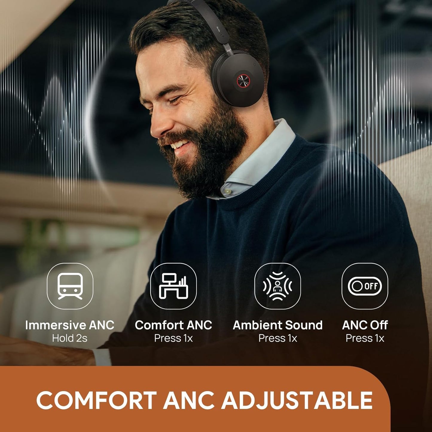 Yealink BH74 Active Noise Canceling Wireless Headset with Mic for Work, 6-mics Hybrid ANC Tech, Microsoft Teams Premium Open Ofﬁce Certified Headsets Bluetooth 5.3, up to 32h Talking, UC Compatible