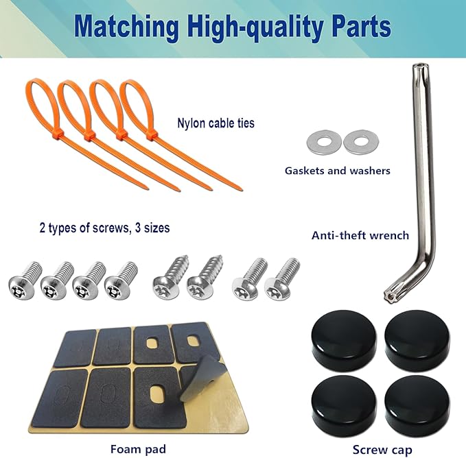 BGGTMO Front License Plate Mounting Kit- Universal License Plate Bracket & Black Aluminum Car Tag Frame for 2 Drill Hole Front Bumper, Adapter Holder with Anti-Theft Screws Bolts Caps Cover Fastener
