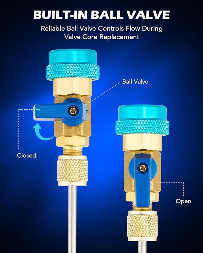 Orion Motor Tech AC Valve Core Removal Tool, R134a R1234yf R22 Valve Core Remover Installer Tool Kit for Automotive Air Conditioning Systems, AC Valve Core Tool for Standard JRA and Schrader Valve